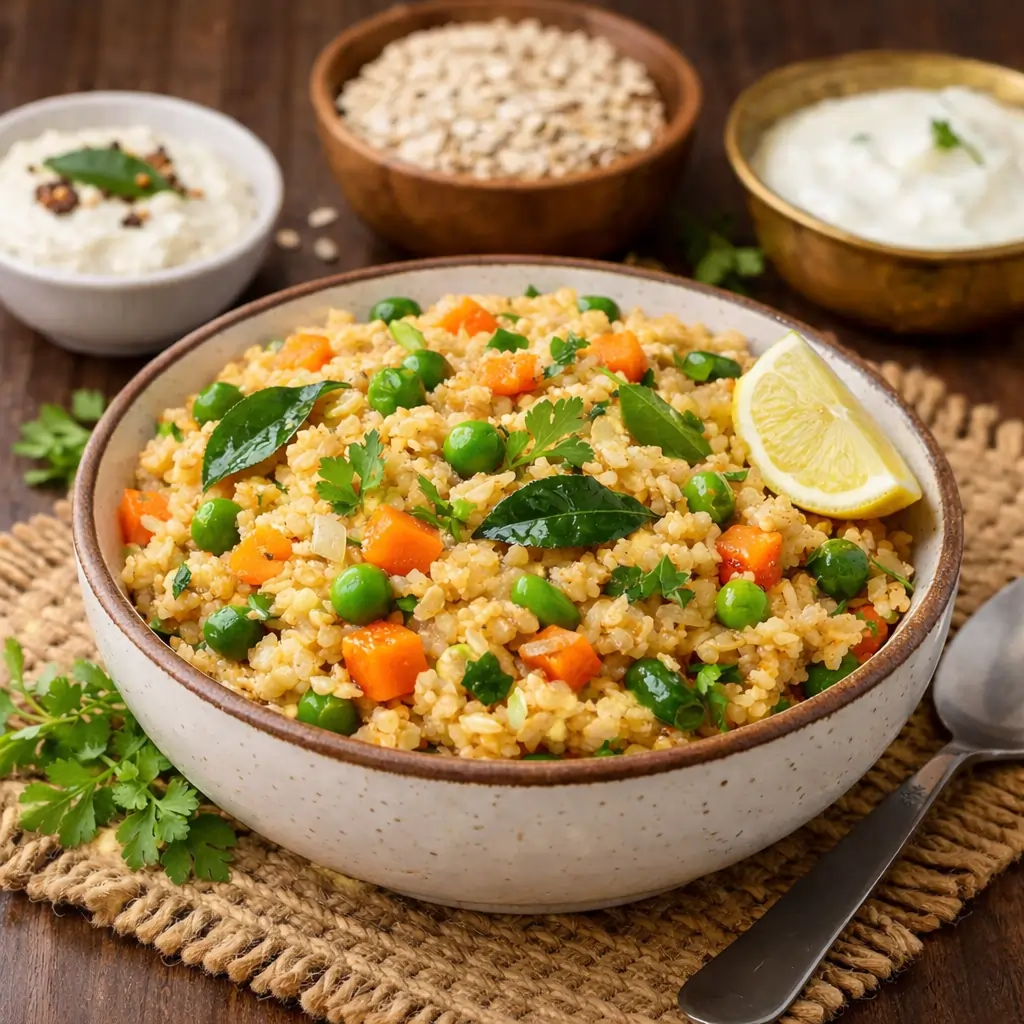 Healthy oats upma breakfast recipe