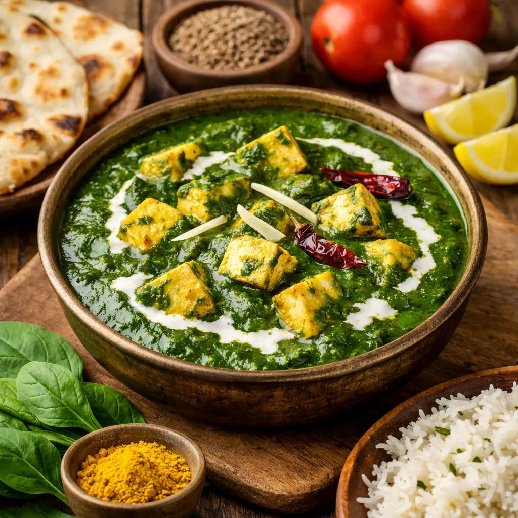 Creamy palak paneer Indian spinach curry recipe